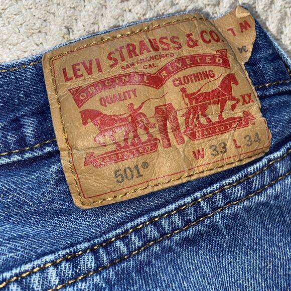 Levi’s 501 Vintage jeans Button fly Denim 501 red logo tag Size 33 x 34 Grunge - Picture 9 of 13